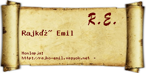 Rajkó Emil névjegykártya