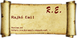 Rajkó Emil névjegykártya
